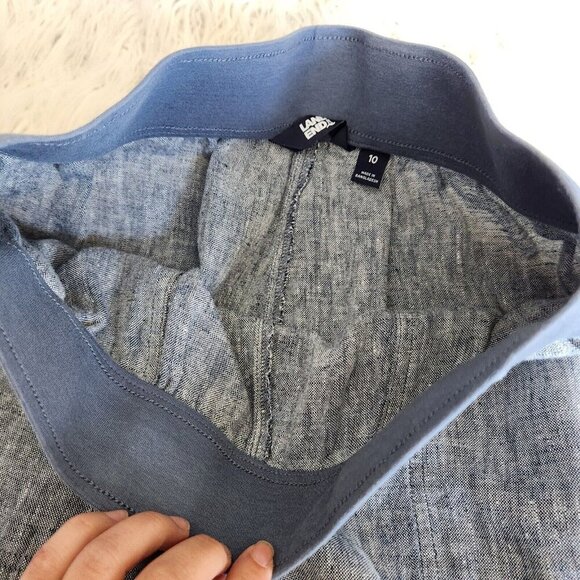 Lands End Womens 10 Linen Pants Pull on Wide Leg Pockets Coastal Resort Beach - Picture 5 of 14